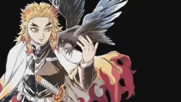 دانلود والپیپر متحرک کیوجورو رنگیوکو با کلاغ دمون اسلیر Kyojuro Rengoku Raven Demon Slayer