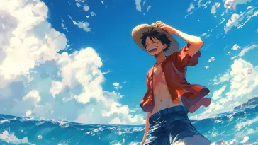 دانلود والپیپر متحرک لوفی One Piece Luffy Blue Horizon