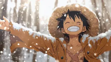 دانلود والپیپر متحرک لافی در زمستان One Piece Luffy Winter