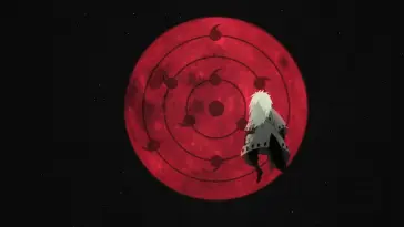 دانلود والپیپر متحرک مادارا اوچیها Madara Uchiha در میان کره‌ای سرخ از Naruto