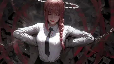 دانلود والپیپر متحرک ماکیما Makima با پیراهن سفید از Chainsaw Man