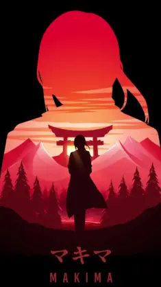 دانلود والپیپر متحرک سیلوئت ماکیما چینساو من Makima Silhouette Chainsaw Man