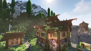 دانلود والپیپر متحرک خانه در طبیعت ماین‌کرافت Minecraft House Nature