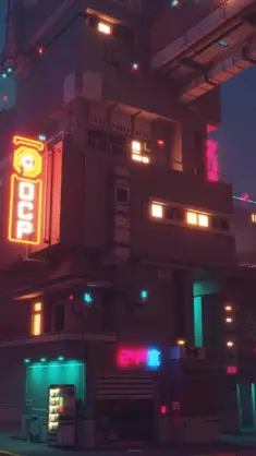 دانلود والپیپر متحرک سایبرپانک 2077 – سیتی‌اسکیپ شب‌نئونی Neon Cityscape