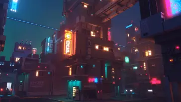 دانلود والپیپر متحرک نورن سیتی‌اسکیپ سایبرپانک ۲۰۷۷ Cyberpunk 2077 Neon CITYSCAPE