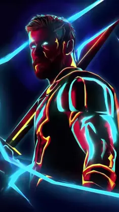 دانلود والپیپر متحرک ثور در سبک نئون Thor Neon Style