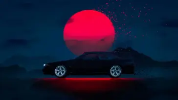 دانلود والپیپر متحرک نیسان جی‌تی‌آر آر۳۲ زیر ماه سرخ Nissan GTR R32 Red Moon