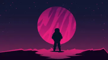 دانلود والپیپر متحرک ماه صورتی منظره شب Pink Moon Night