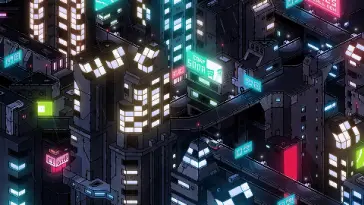 دانلود والپیپر متحرک شب سایبرپانک پیکسلی Pixel Cyberpunk Night