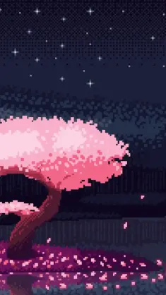 دانلود والپیپر متحرک منظره ساکورای پیکسلی Pixel Sakura