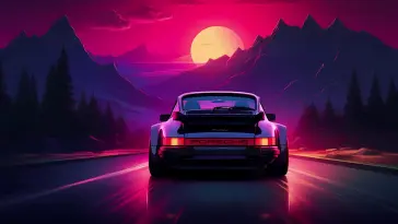 دانلود والپیپر متحرک پورشه ۹۱۱ Porsche 911 سینث‌ویو Synthwave