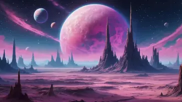 دانلود والپیپر متحرک سیاره بنفش با کره ماه Purple Planet with Moon