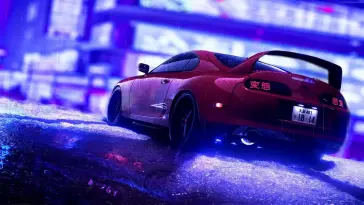 دانلود والپیپر متحرک تویوتا سوپرا قرمز در توکیو Red Toyota Supra Tokyo