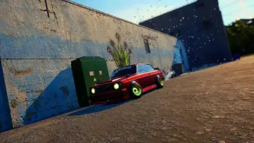 دانلود والپیپر متحرک ماشین قرمز رد ولوو Red VOLVO پارک نزدیک گاراژ