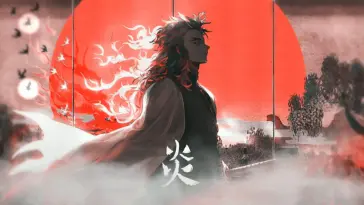دانلود والپیپر متحرک رنگیوکو موهای آتشین دمون اسلیر Demon Slayer Rengoku Flaming Hair