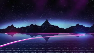 دانلود والپیپر متحرک دریاچه رترو شبانه Retro Lake at Night