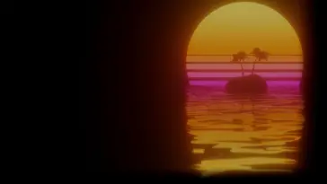 دانلود والپیپر متحرک منظره غروب رتروویو Retrowave Sunset