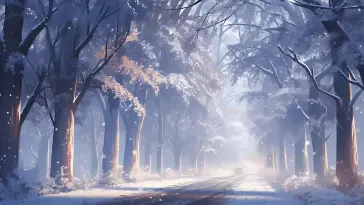 دانلود والپیپر متحرک جاده‌ای در جنگل یخ‌زده
