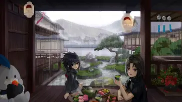 دانلود والپیپر متحرک ساسوکه و ایتاچی در حال چای‌نوشی Sasuke & Itachi (ناروتو Naruto)