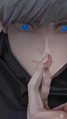 دانلود والپیپر متحرک ساتورو گوجو Satoru Gojo با انگشتان ضربدری و چشمان تیز آبی از Jujutsu Kaisen