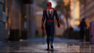 دانلود والپیپر متحرک مرد عنکبوتی Spider-Man در خیابان زیر باران