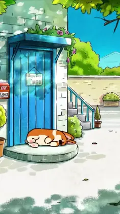 دانلود والپیپر متحرک کورگی در حال چرت آفتابی Corgi Sun Nap
