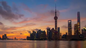 دانلود والپیپر متحرک منظره شهر شانگهای طلوع آفتاب Shanghai Sunrise