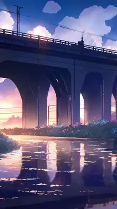 دانلود والپیپر متحرک منظره پل در غروب خورشید Sunset Bridge