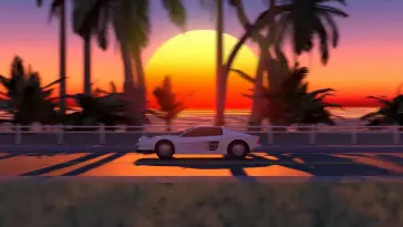 دانلود والپیپر متحرک سینث‌ویو ماشین در حال رانندگی Synthwave Car Driving
