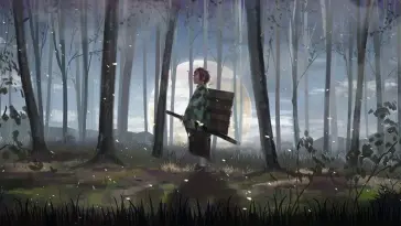 دانلود والپیپر متحرک تانجیرو کامادو Tanjiro Kamado در جنگل – Demon Slayer