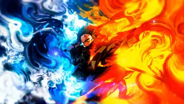 دانلود والپیپر متحرک تانجیرو کامادو تسلط بر آتش و آب دیمن اسلیر Tanjiro Kamado Demon Slayer