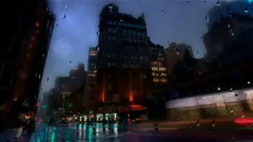 دانلود والپیپر متحرک منظره شهر در باران The City in the Rain