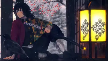 دانلود والپیپر متحرک تومیوکا گیو در حالتی آرام دیمون اسلیر Tomioka Giyu Calm Demon Slayer