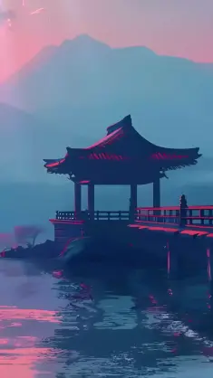 دانلود والپیپر متحرک منظره دریاچه آرام ژاپن Tranquil Japan Lake View
