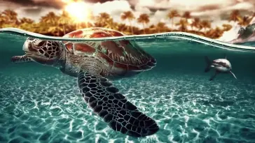 دانلود والپیپر متحرک لاک پشت و کوسه Turtle and Shark