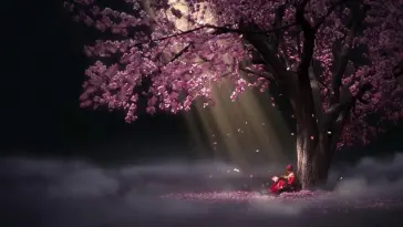 دانلود والپیپر متحرک منظره زیر درخت گیلاس Cherry Blossom Tree