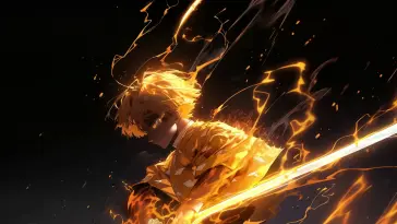 دانلود والپیپر متحرک زنیتسو آگاتسوما Zenitsu Agatsuma با شمشیر (دیمون اسلیر Demon Slayer)